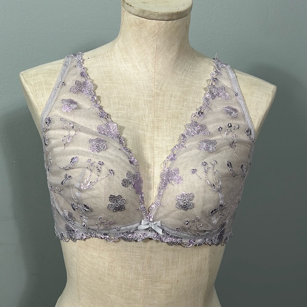 Body by Victoria Shimmer Floral Bralette Purple size L G B85 Victoria’ s Secret